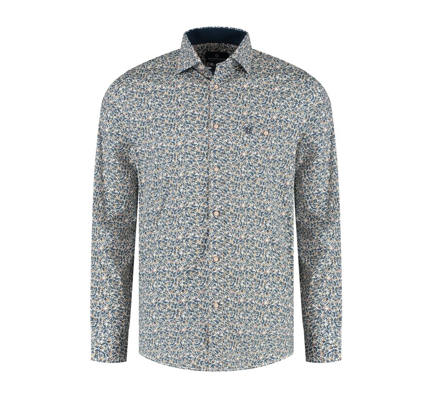 Fellows United Shirt lange mouw leaves stretc Rust (52.6544 - 152)