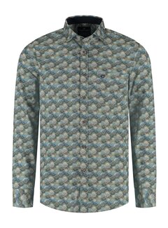 Fellows United Shirt lange mouw big circles Green Moss (52.6504 - 173)