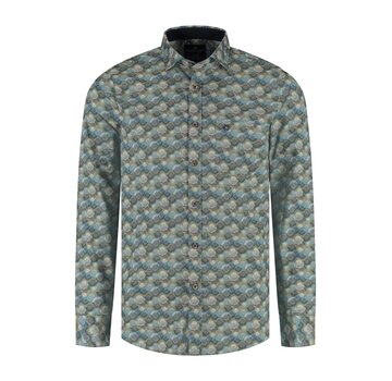 Fellows United Shirt lange mouw big circles Green Moss (52.6504 - 173)