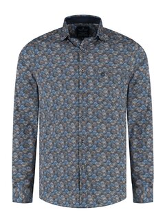 Fellows United Shirt lange mouw big circles Mid blue (52.6504 - 116)