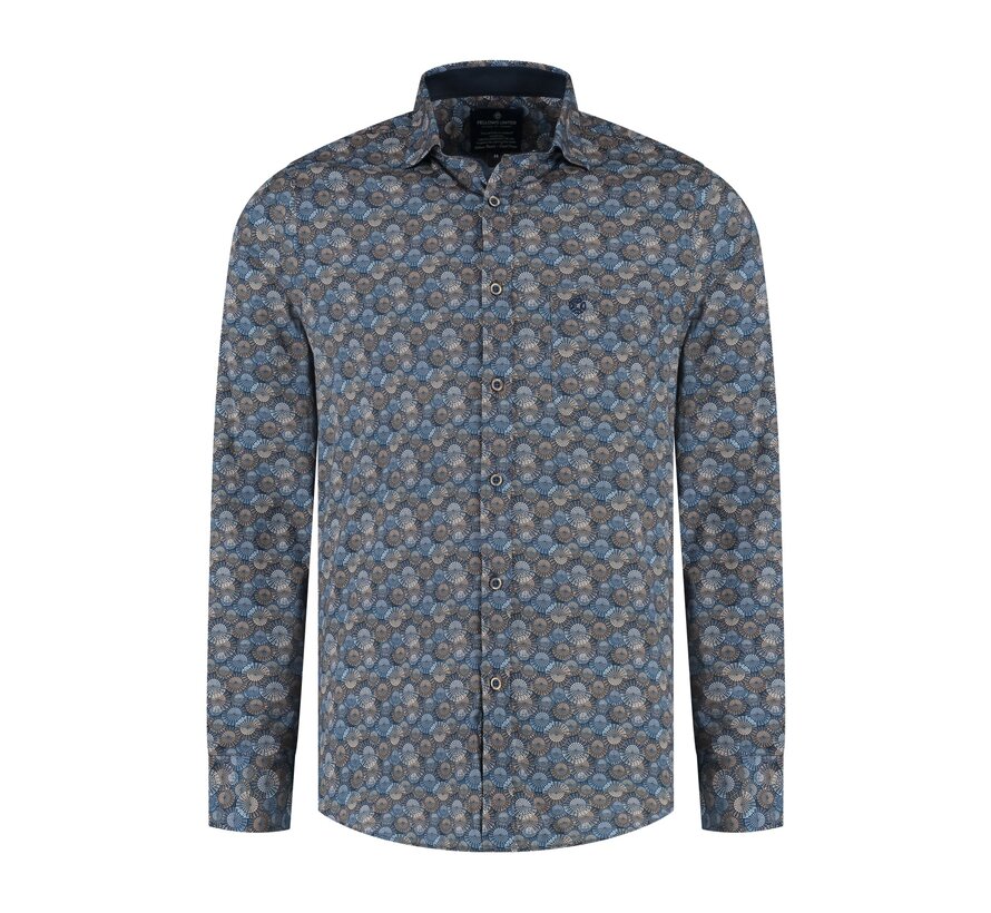 Shirt lange mouw big circles Mid blue (52.6504 - 116)