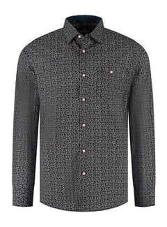 Fellows United Shirt lange mouw leaves stretc Green Moss (52.6546 - 173)