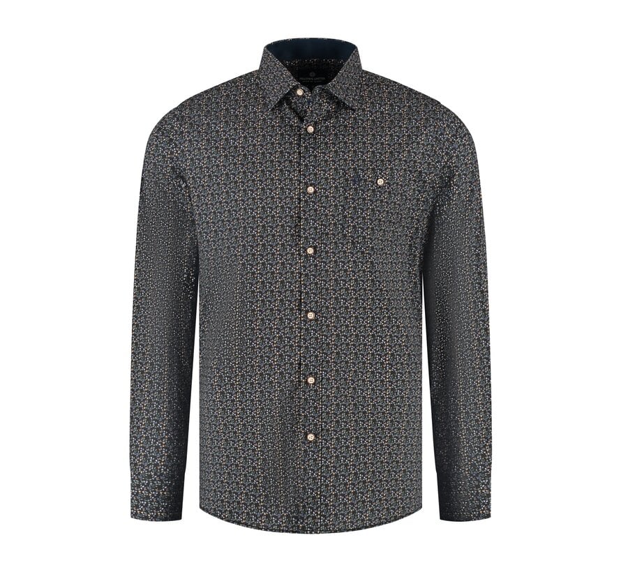 Shirt lange mouw leaves stretc Green Moss (52.6546 - 173)
