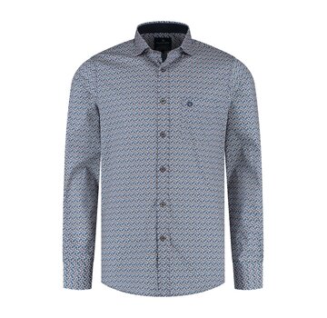 Fellows United Shirt lange mouw diamond Mid blue (52.6505 - 116)
