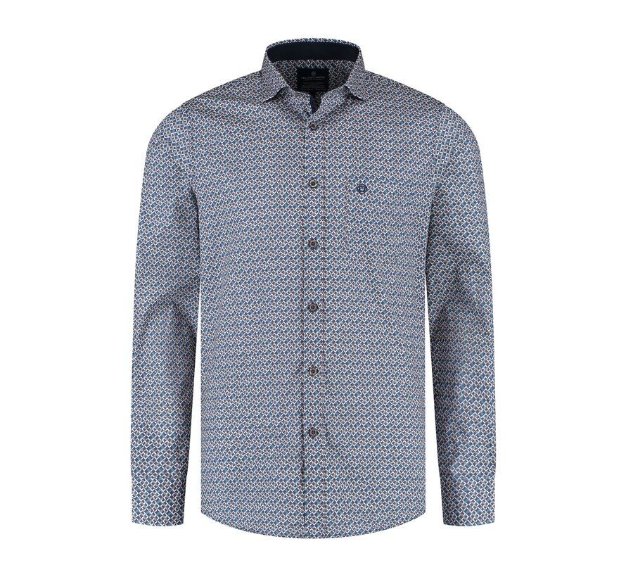 Shirt lange mouw diamond Mid blue (52.6505 - 116)