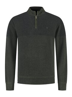 Fellows United Pullover half zip plated tuck Green Moss (52.1120 - 173)