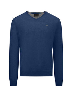 Fynch Hatton V-Hals Trui Merino Cashmere Night Blue (1414 801 - 680)