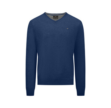 Fynch Hatton V-Hals Trui Merino Cashmere Night Blue (1414 801 - 680)