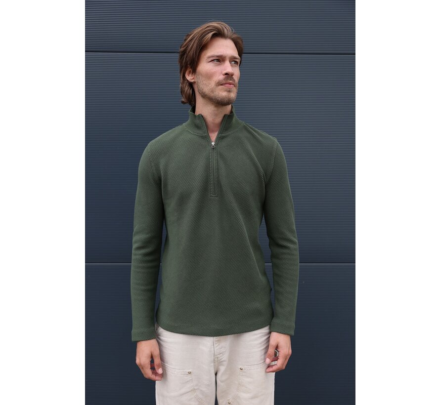 Half Zip Trui KN Oblique Riffle Green (2401020802 - 762) - Copy