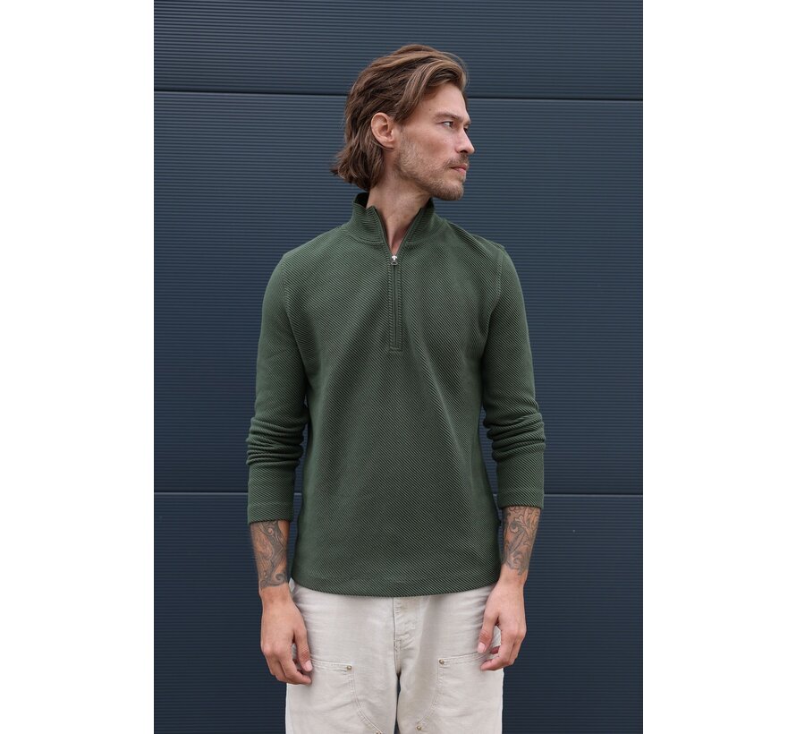 Half Zip Trui KN Oblique Riffle Green (2401020802 - 762) - Copy