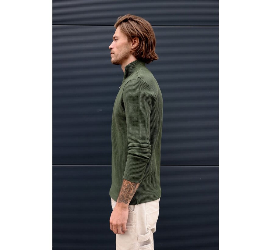 Half Zip Trui KN Oblique Riffle Green (2401020802 - 762) - Copy