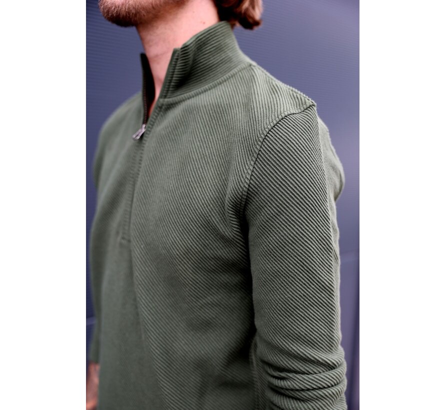 Half Zip Trui KN Oblique Riffle Green (2401020802 - 762) - Copy