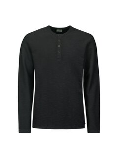 No Excess T-Shirt Long Sleeve Granddad Slub Melange Black (25150905 - 020)