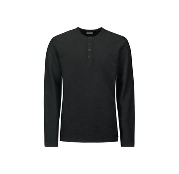 No Excess T-Shirt Long Sleeve Granddad Slub Melange Black (25150905 - 020)