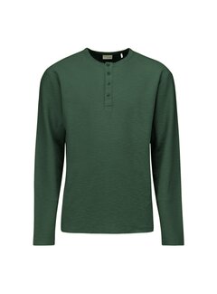 No Excess T-Shirt Long Sleeve Granddad Slub Melange Dark Green (25150905 - 052)