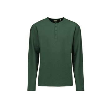 No Excess T-Shirt Long Sleeve Granddad Slub Melange Dark Green (25150905 - 052)