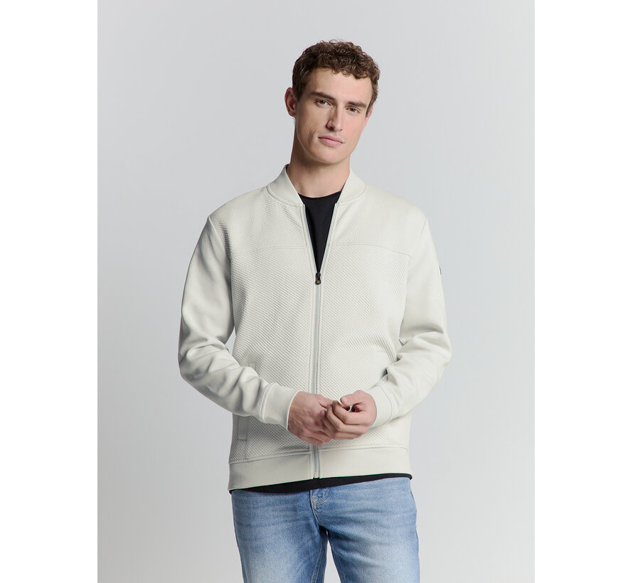 Sweater Full Zipper Jacquard Mix Bomber Chalk Grey (27100119 - 017)