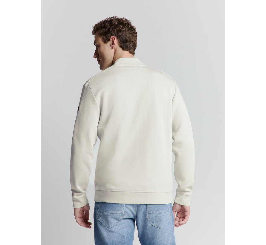 Sweater Full Zipper Jacquard Mix Bomber Chalk Grey (27100119 - 017)