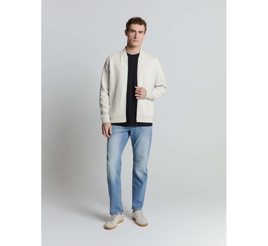 Sweater Full Zipper Jacquard Mix Bomber Chalk Grey (27100119 - 017)