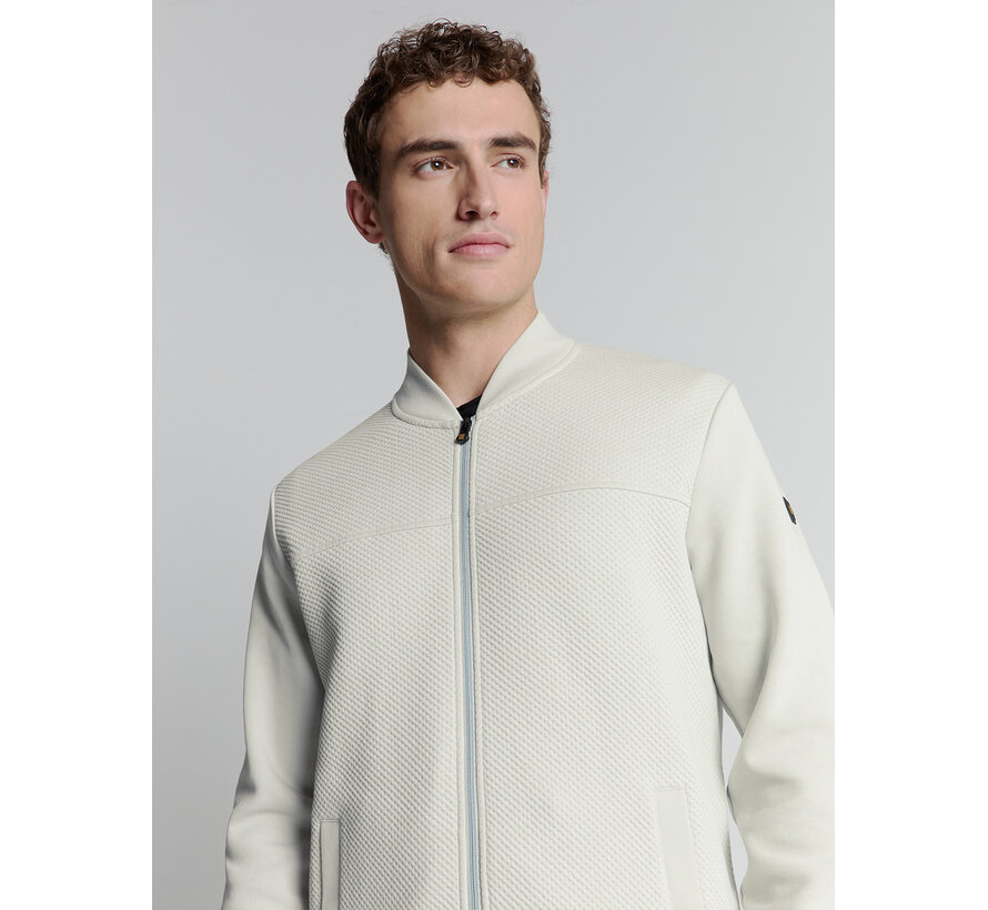Sweater Full Zipper Jacquard Mix Bomber Chalk Grey (27100119 - 017)