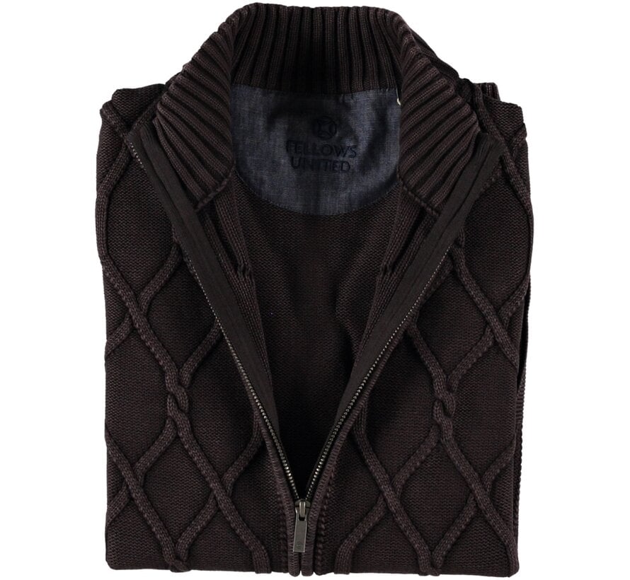 Fellows United Cardigan Vest Cable Overdye Brown (22.1115 - 140)