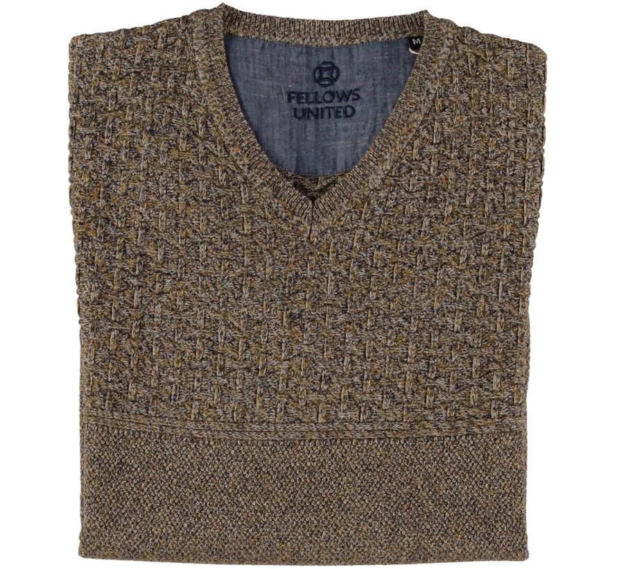 Pullover V-Neck Structure Knit Oker (32.1103 - 151)