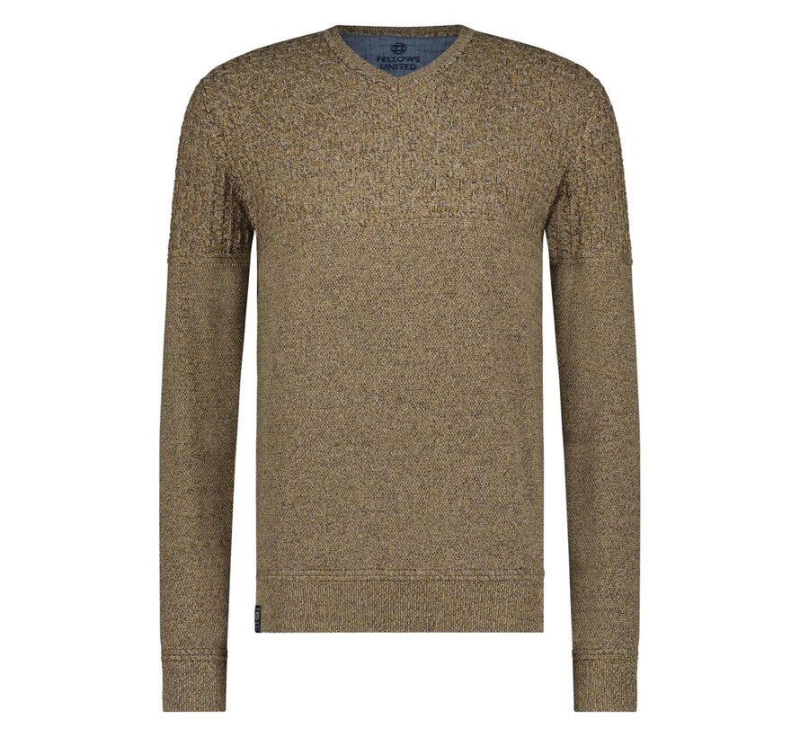 Pullover V-Neck Structure Knit Oker (32.1103 - 151)