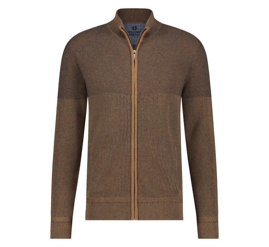 Cardigan Vest Tuck Plated Mid Brown (42.1121 - 143)