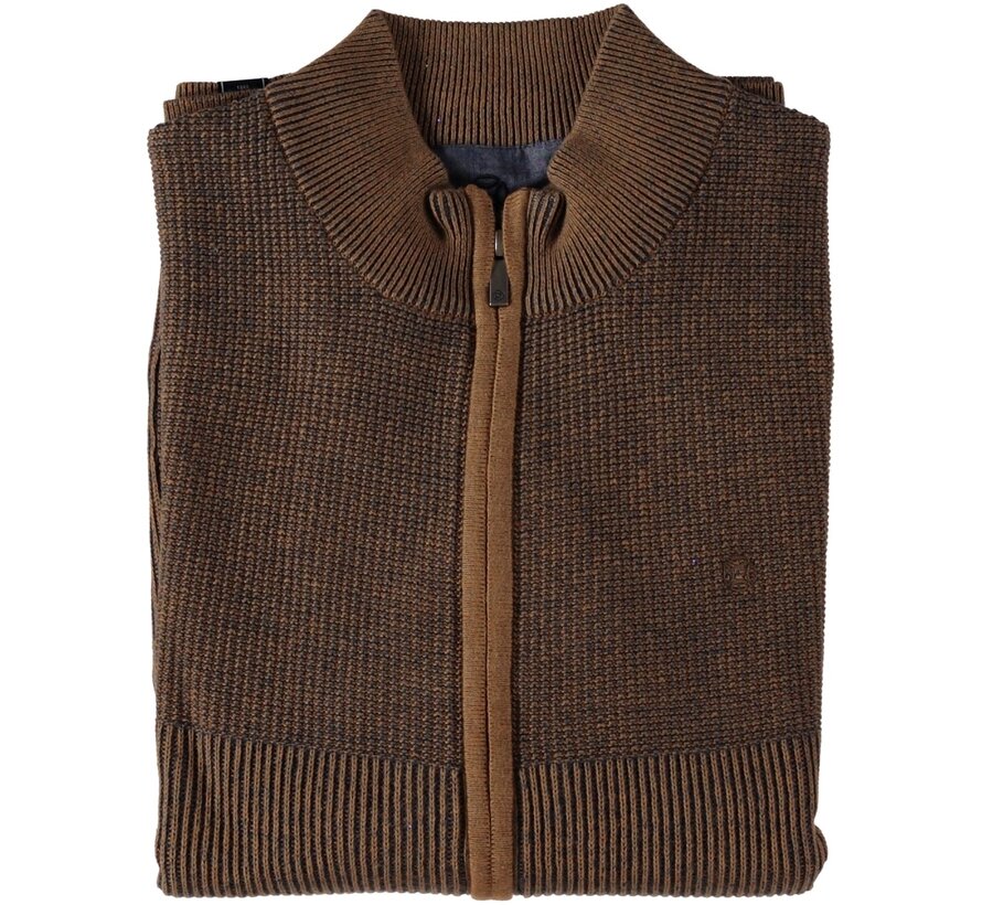 Cardigan Vest Tuck Plated Mid Brown (42.1121 - 143)