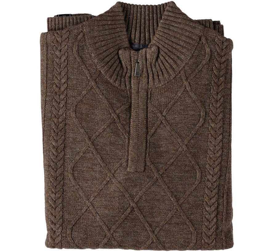 Fellows United Pullover Half Zip Cable Twisted Brown (42.1125 - 141)