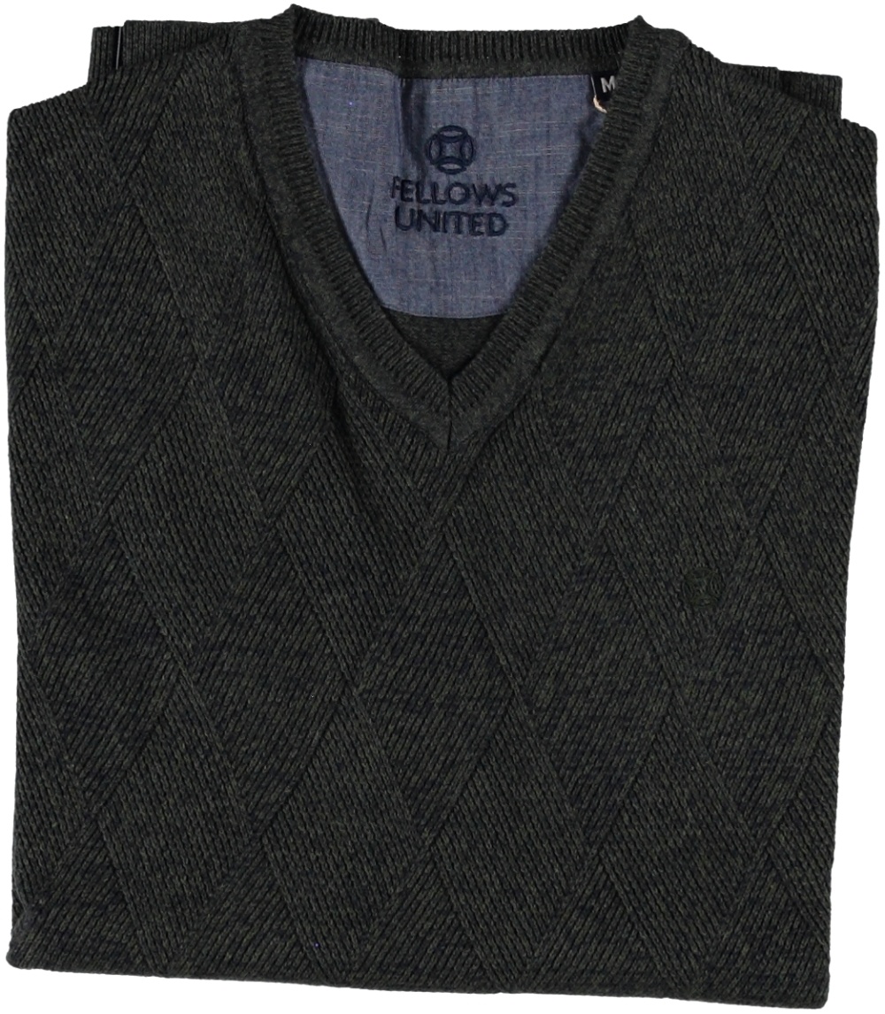 Fellows United Pullover V-neck Argyle Fantasy Green  XL Fellows United