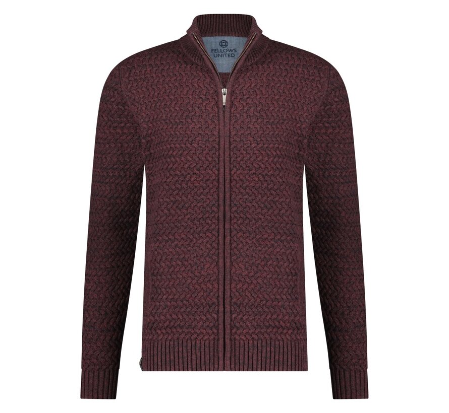 Cardigan Small Cable Rough Bordeaux (32.1106 - 180)