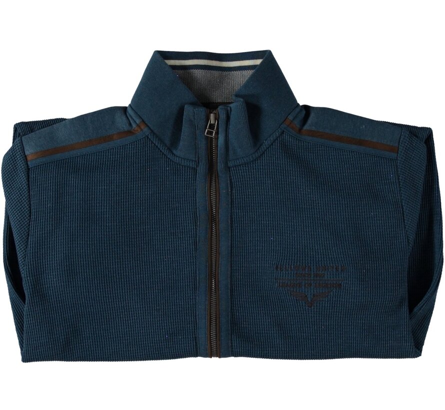 Cardigan Vest Waffle Structure Mid Blue (42.2619 - 115)