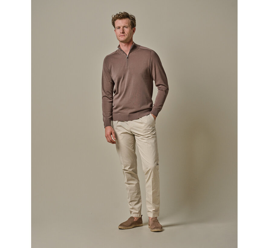 Half Zip Travel Knit Mid Brown (PPWJ10017B)