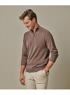 Profuomo Half Zip Travel Knit Mid Brown (PPWJ10017B)