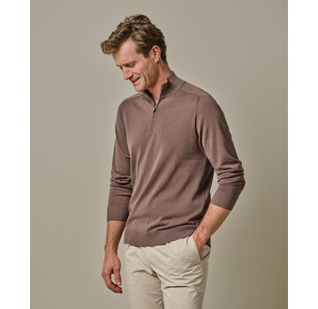 Profuomo Half Zip Travel Knit Mid Brown (PPWJ10017B)