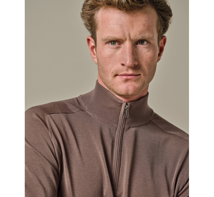Half Zip Travel Knit Mid Brown (PPWJ10017B)