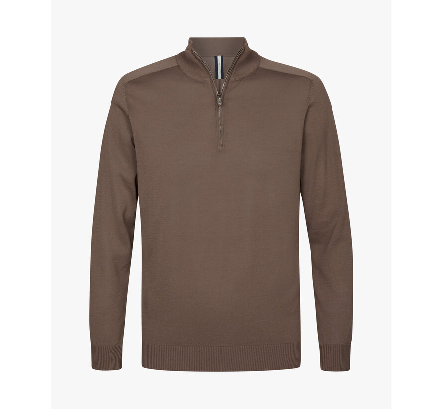 Half Zip Travel Knit Mid Brown (PPWJ10017B)