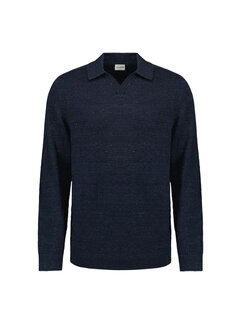 No Excess Pullover Polo With Linen Deep Blue (27230205 - 096)