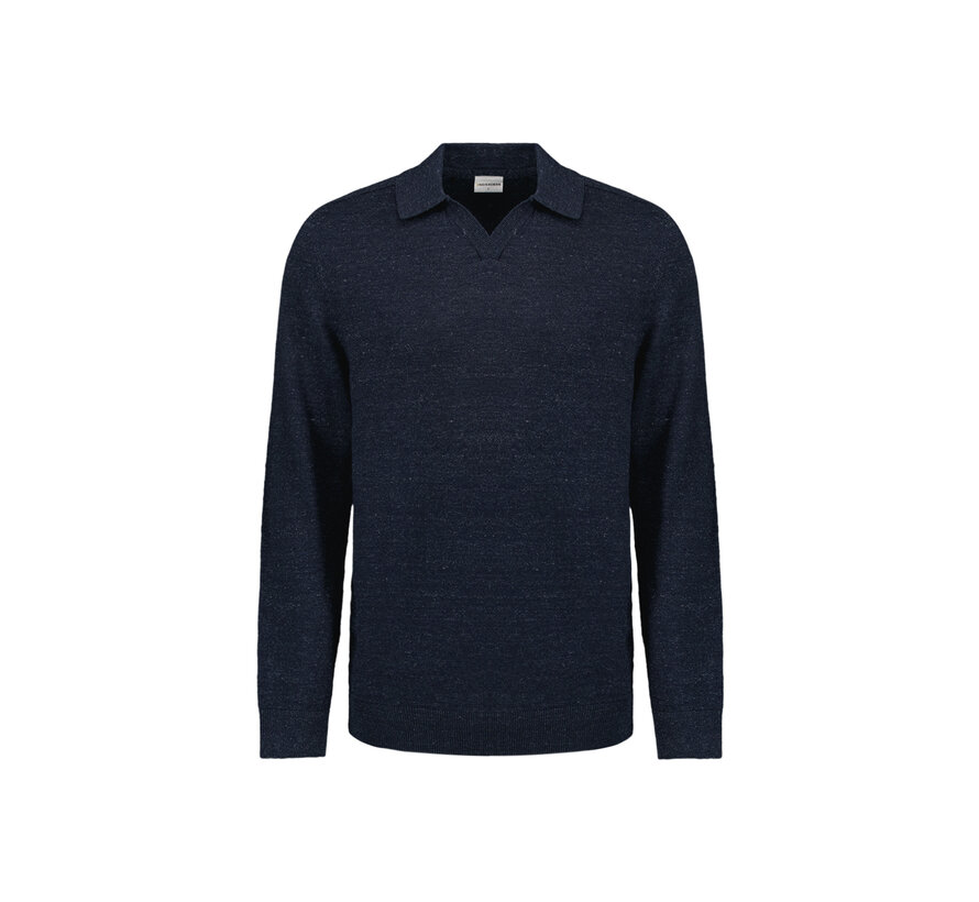 Pullover Polo With Linen Deep Blue (27230205 - 096)