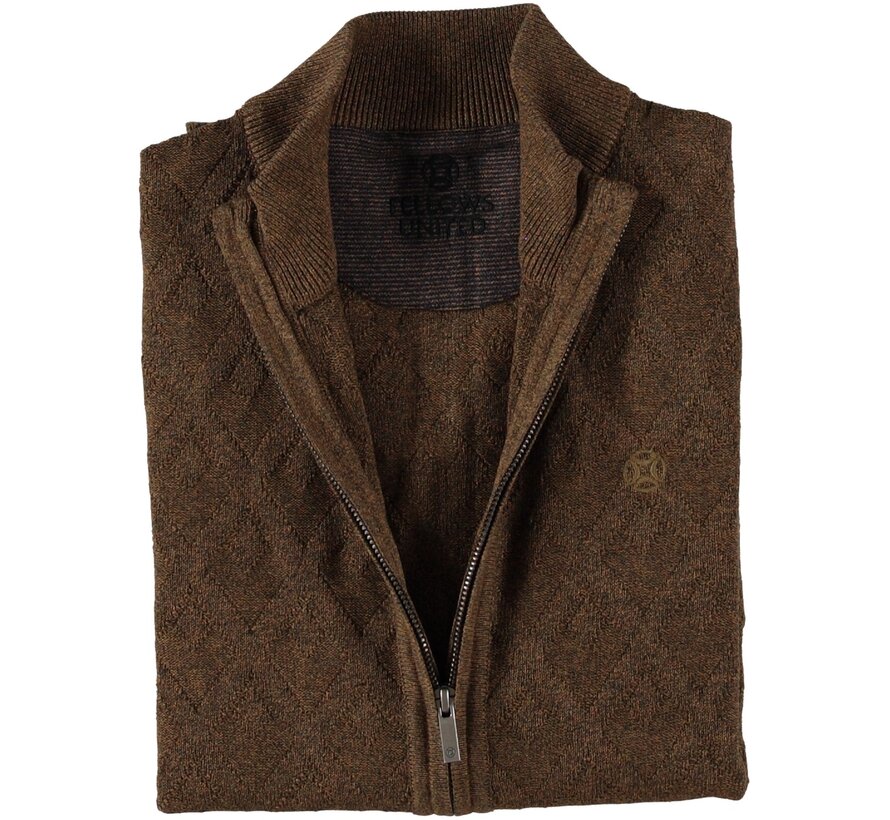 Fellows United Cardigan Vest Diamond Structure Oker (22.1103 - 151)