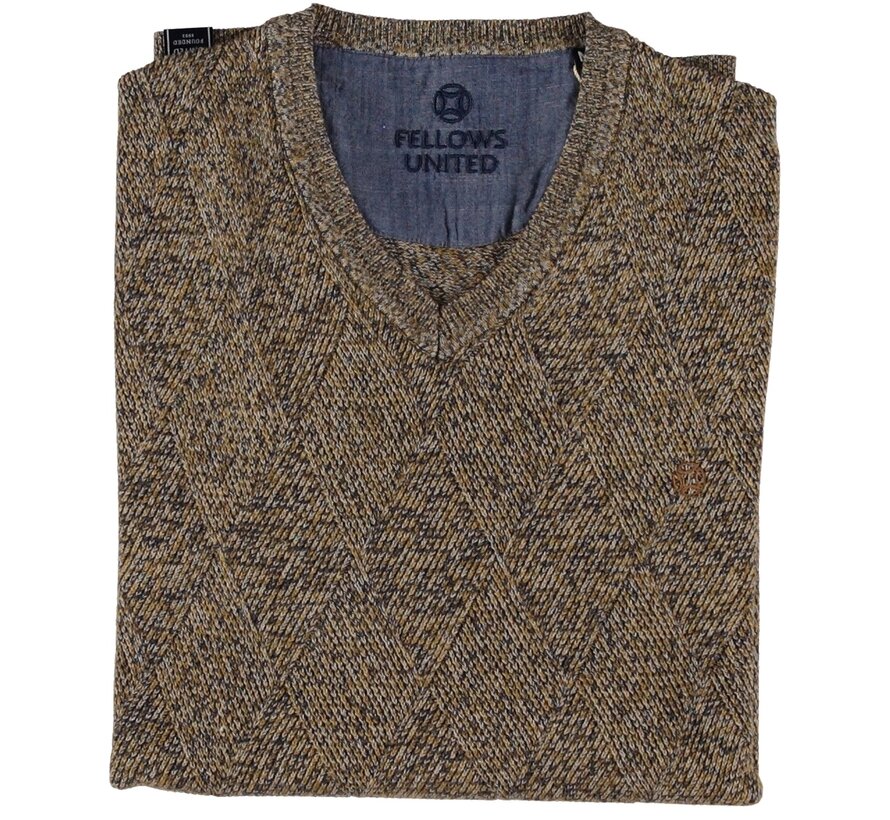 Pullover V-neck Argyle Fantasy Oker (32.1120 - 151)