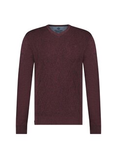 Fellows United Pullover V-neck Argyle Fantasy Bordeaux (32.1120 - 180)
