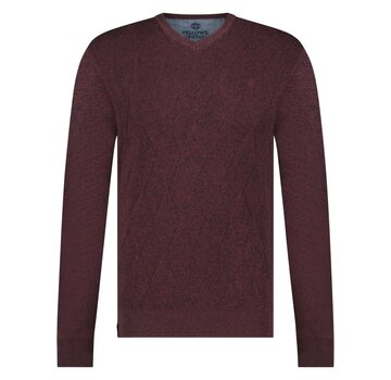 Fellows United Pullover V-neck Argyle Fantasy Bordeaux (32.1120 - 180)
