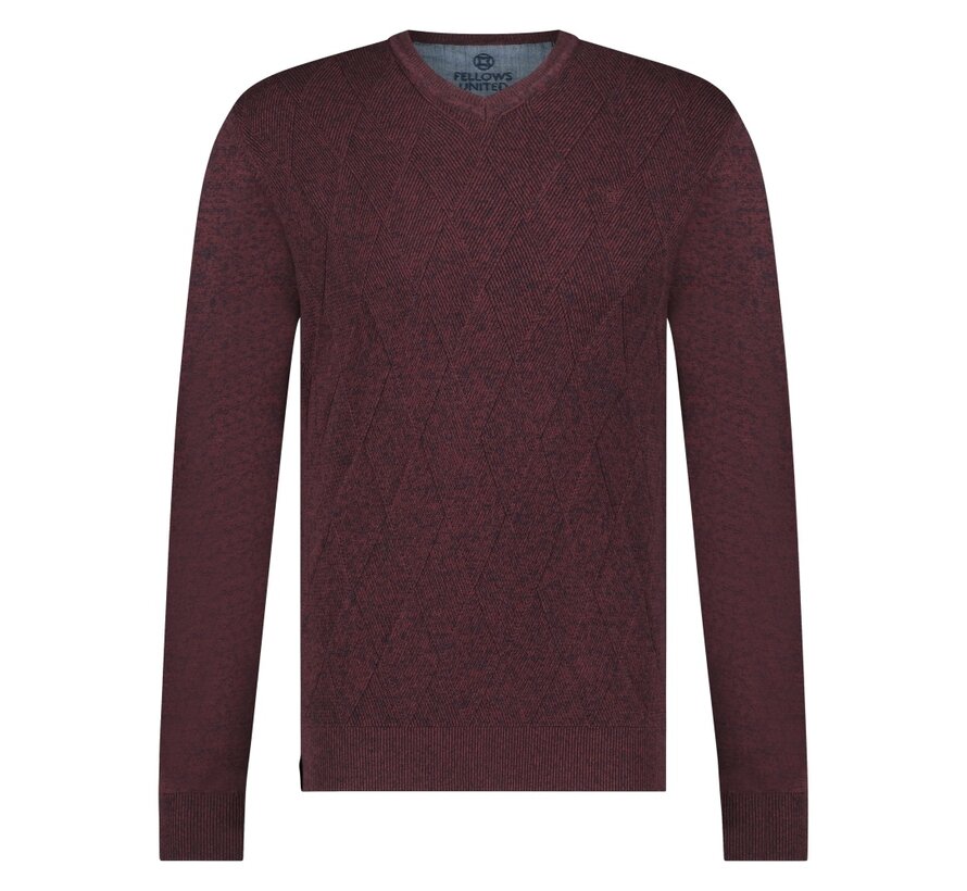 Fellows United Pullover V-neck Argyle Fantasy Bordeaux (32.1120 - 180)