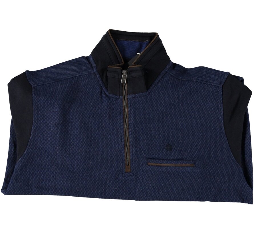 Fellows United Pulover Half Zip Bi-Color Soft Handfeel Mid Blue (22.2622 - 115)