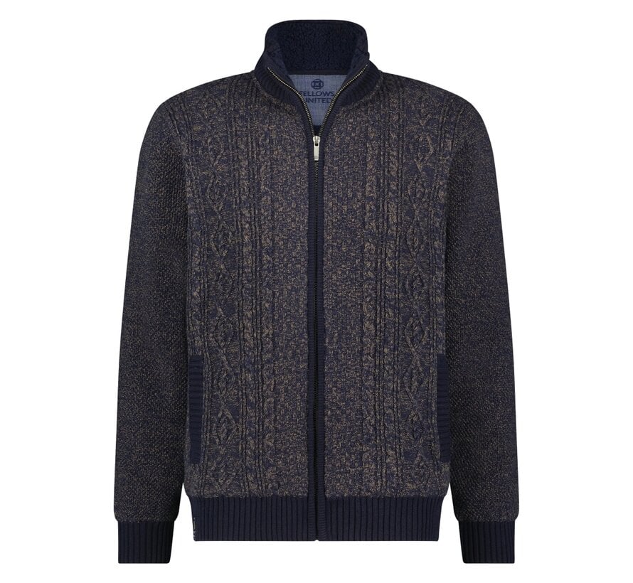 Fellows United Cardigan Vest Rough Sherpa Lining Inside Navy (32.1113 - 110)