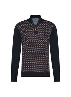 Fellows United Fellows United Pullover Half Zip Jaquard Rectangles Bordeaux (32.1107 - 180)