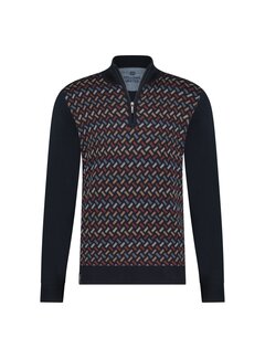 Fellows United Pullover Half Zip Jaquard Rectangles Bordeaux (32.1107 - 180)