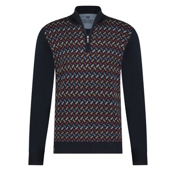 Fellows United Pullover Half Zip Jaquard Rectangles Bordeaux (32.1107 - 180)